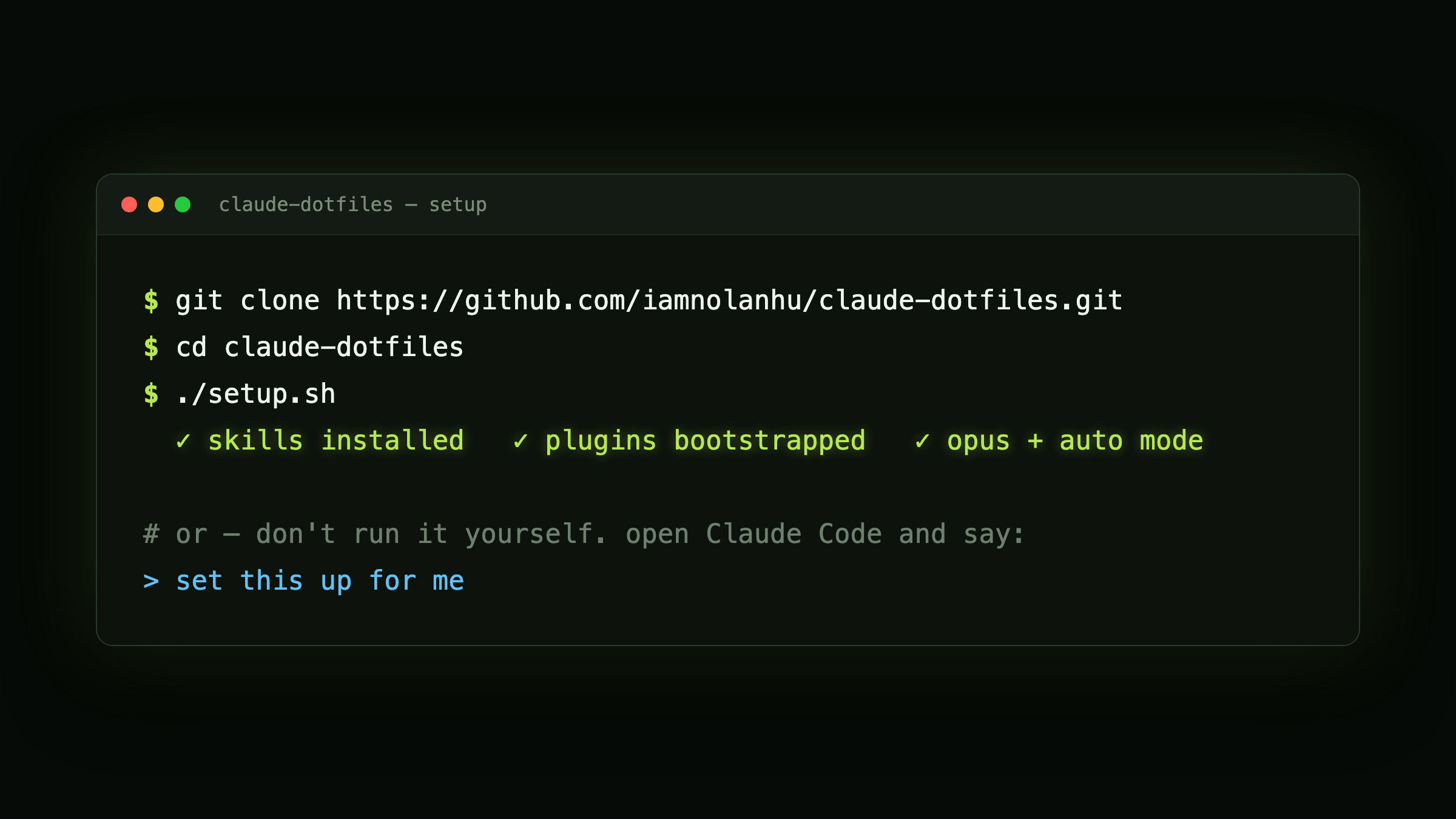 Cloning and setting up claude-dotfiles