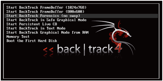 Backtrack 4 boot screen
