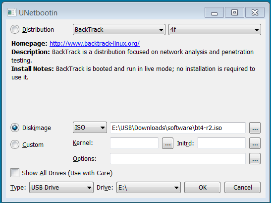 Unetbootin installer interface