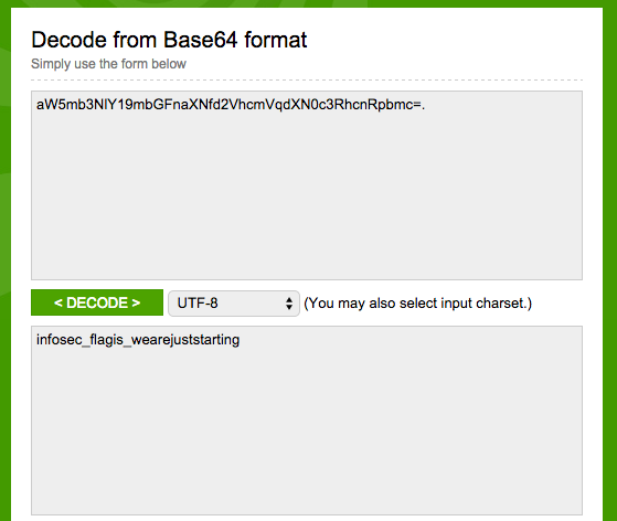 Level 2 - Online base64 decoder